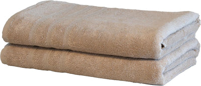 Mosobam Luxury Turkish Set of 2 Bath Towels 30X58 Light Taupe Oversize 700 GSM Bamboo Viscose & Aegean Turkish Combed Cotton