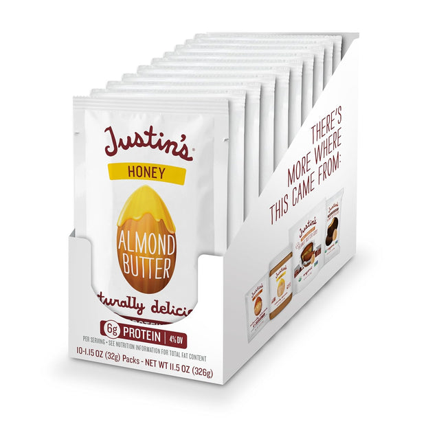 Justin's Honey Almond Butter Squeeze Packs, Gluten-free, Non-GMO, Sustainably Sourced, 1.15 Ounce (10 Pack)