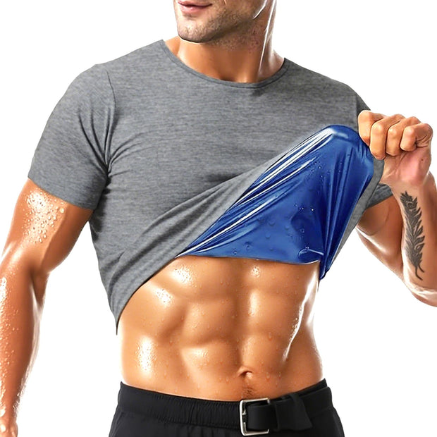 Sauna Shirt for Men Short Sleeve Mens Sauna Suit Sweat Body Shaper Compression Vest Gym Exercise Top