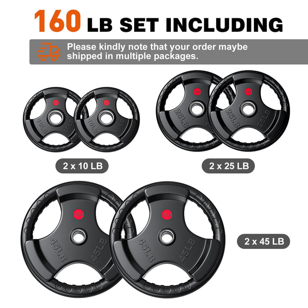 XDDIAS Rubber Weight Plates for Barbell, 2-Inch Olympic Grip Plate for Strength Training, Weightlifting and Bodybuilding in Home & Gym, Solid Cast Iron Weight Plates Pair and Sets