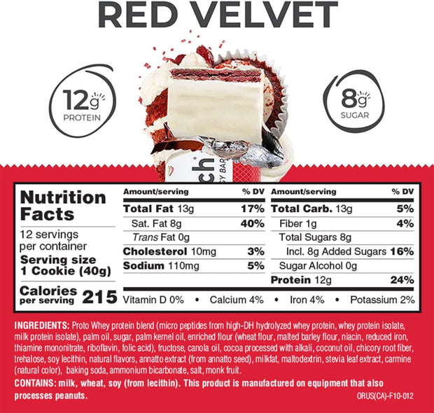 Power Crunch Protein Wafer Bars, High Protein Snacks with Delicious Taste, Red Velvet, 1.4 Ounce (12 Count)