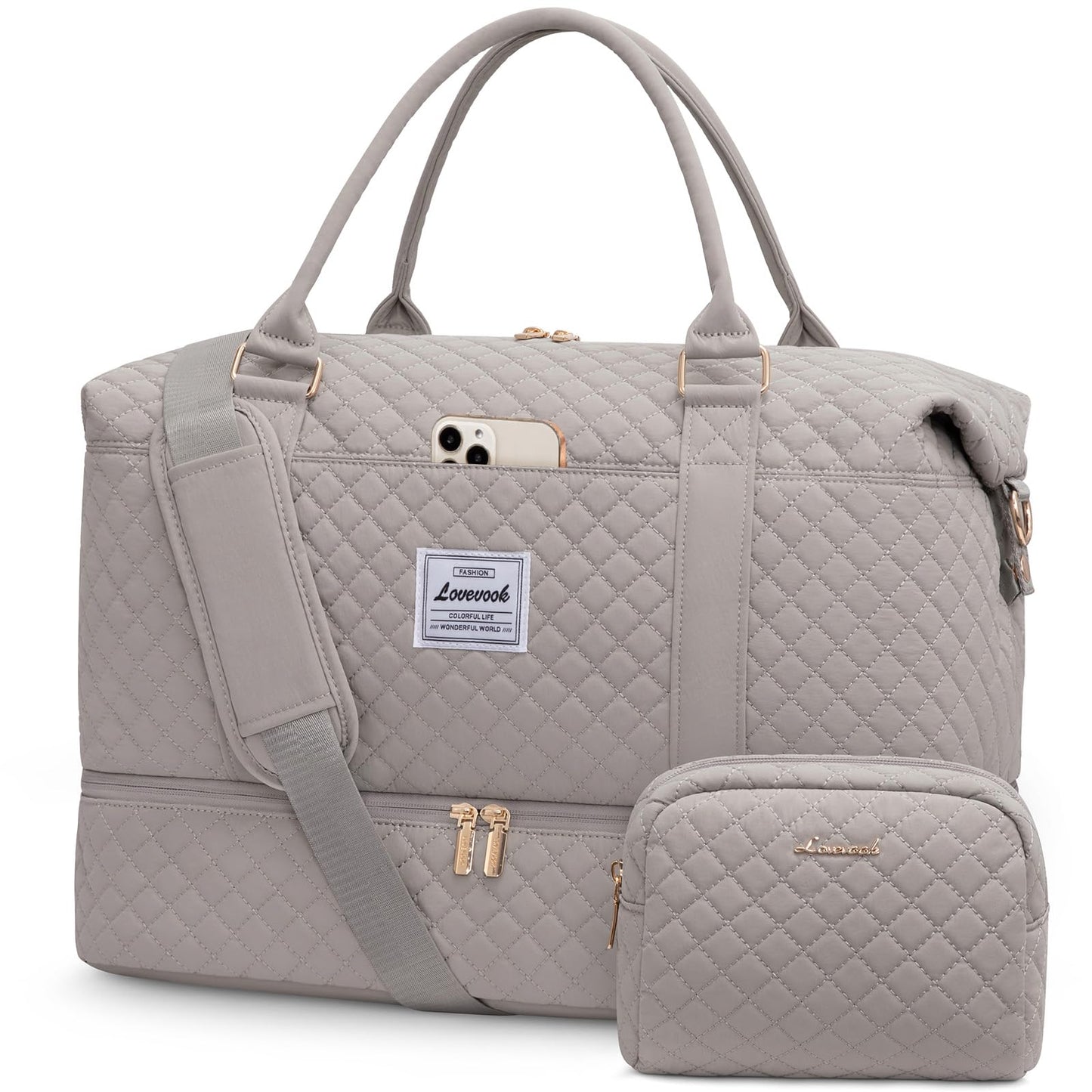 LOVEVOOK Travel Duffle Bag,Weekender Bags for Women with Shoe Compartment，Carry on Overnight Bag with Toiletry Bag,Gym Duffel Bag with Wet Pocket, Hospital Bags for Labor and Delivery