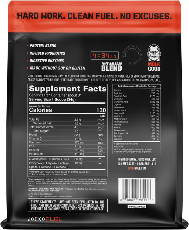 Jocko Fuel Protein Bundle (2 Pack) - Chocolate Peanut Butter (2lb) + Vanilla (2lb) - Supports Muscle Recovery & Growth