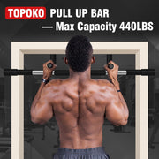 TOPOKO Upgrade Pull Up Bar for Doorway - Max Capacity 440 lbs, Portable Upper Body Workout Bar for Strength Training