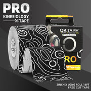 OK TAPE PRO Kinesiology Tape Uncut Roll, Elastic Physical Therapy Athletic Tape for Pain Relief, Muscle Support, Kinetic Tape, Water Resistant, 2in X 16.4ft -Black Gray