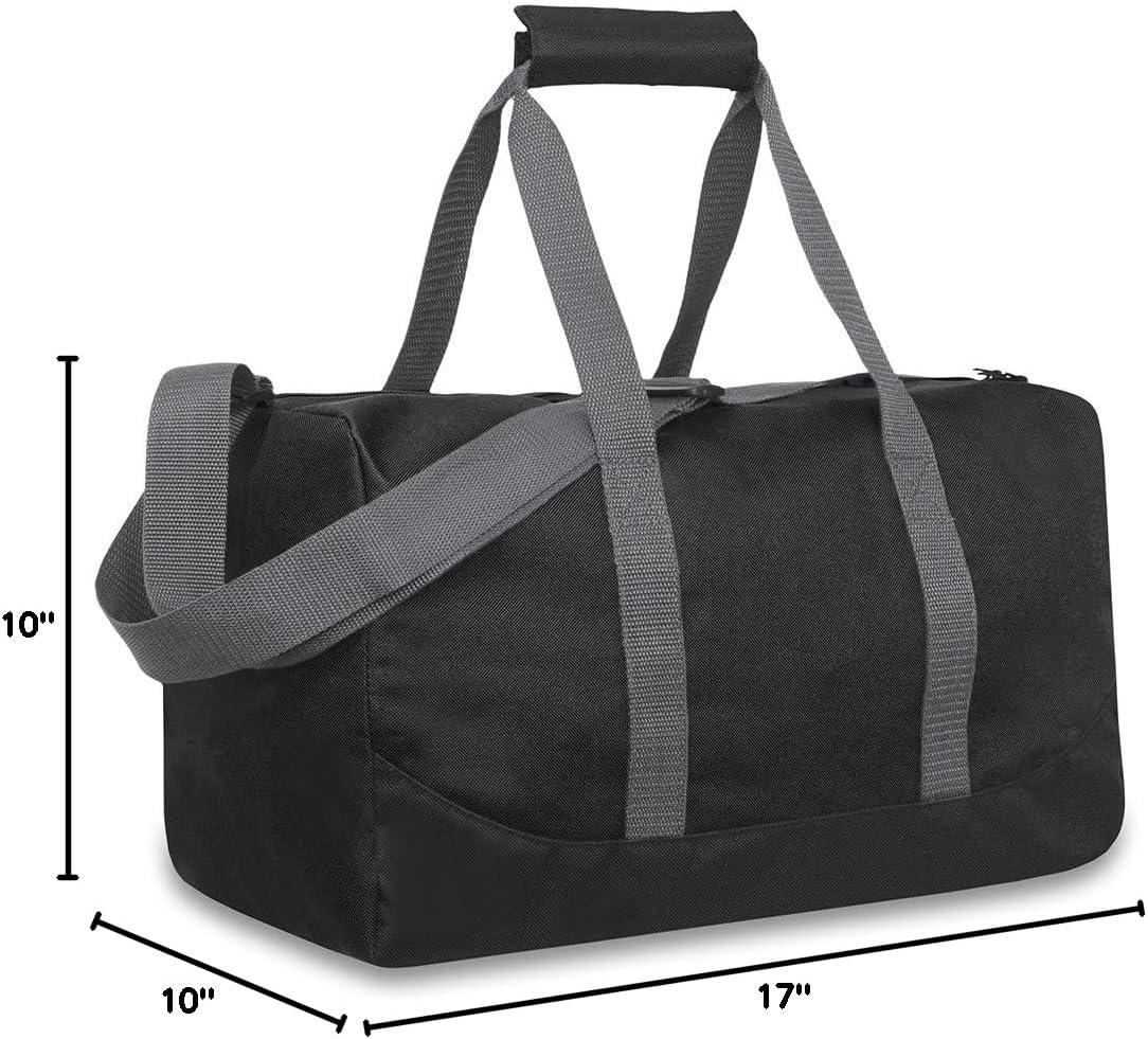 30 Liter, 17 Inch Canvas Duffle Bags for Men and Women – Travel Weekender Overnight Carry-On Shoulder Duffel Tote Bags (Black)