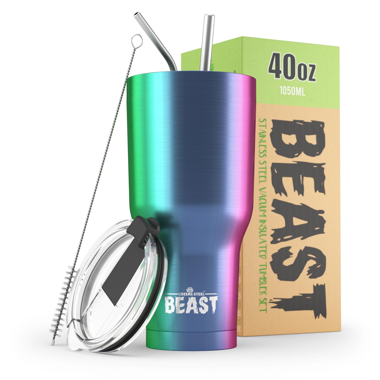 Beast 50 oz Tumbler Stainless Steel Vacuum Insulated Coffee Ice Cup Double Wall Travel Flask (Arctic White)