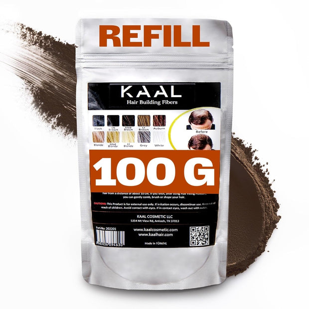 KAAL Hair Fiber Refill Pack | (0.88 oz, Medium Brown) Hair Powder Concealer for Thinning Areas and Hair Loss, Texturizing Powder for Men and Women