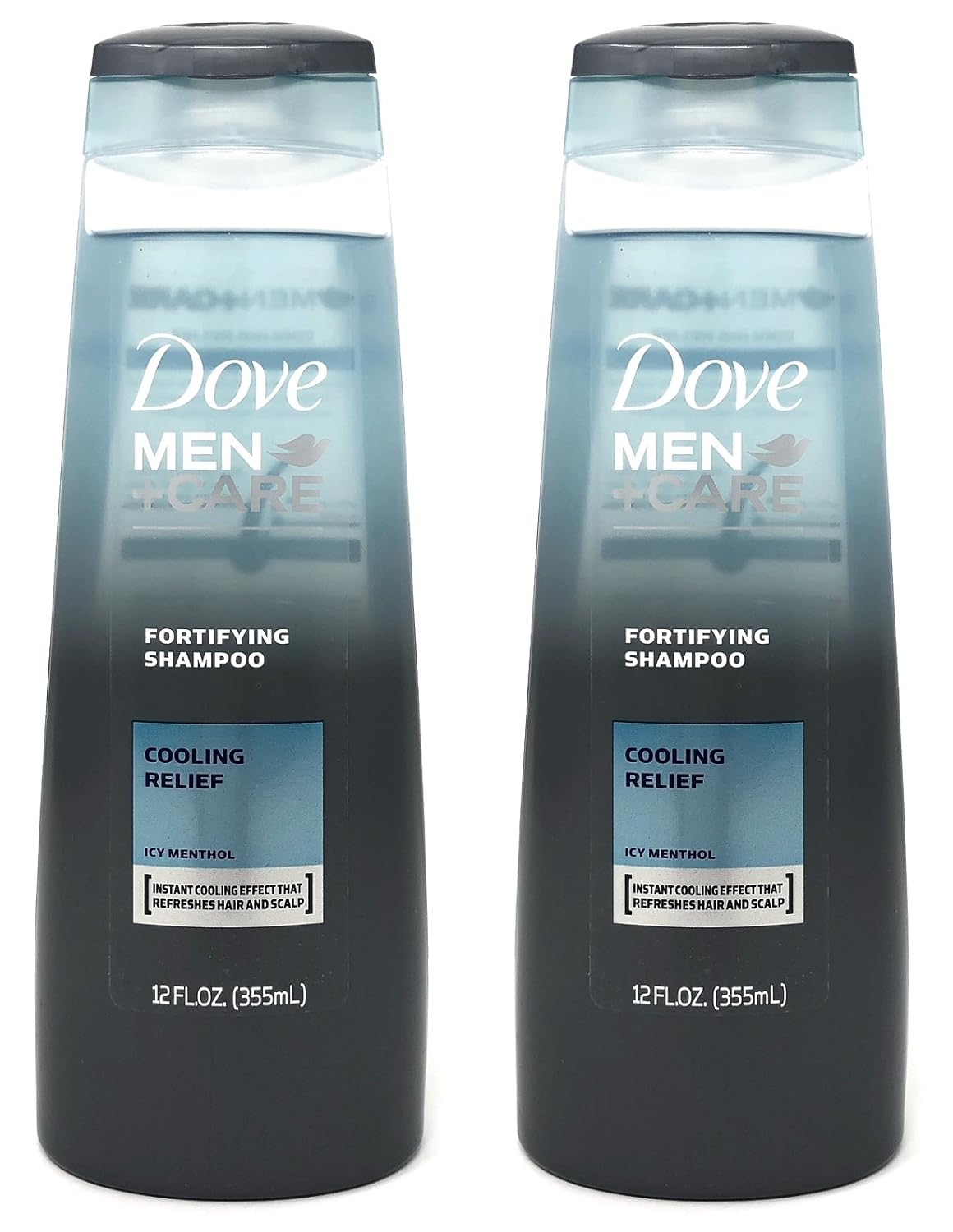 Dove Men + Care Fortifying Shampoo, Cooling Relief Icy Menthol, 12 Ounces (Pack of 2)