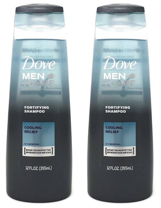 Dove Men + Care Fortifying Shampoo, Cooling Relief Icy Menthol, 12 Ounces (Pack of 2)