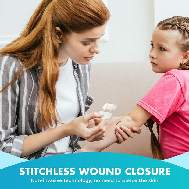 Sutures Butterfly Bandaids - 4 Pcs Laceration Closure Kit - Surgical Laceration Repair Without Sew - Quick Clot -Emergency Wound Closures Device (PU)