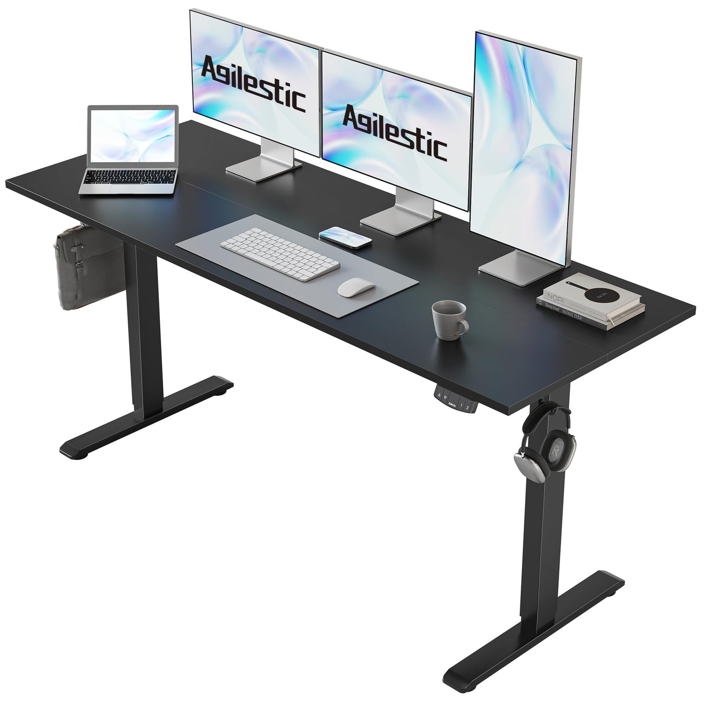 Agilestic Electric Standing Desk, 48 x 24 Inches Height Adjustable Desk, Sit Stand up for Work Office Home, Ergonomic Rising Computer Table with Memory Preset, Rustic Brown