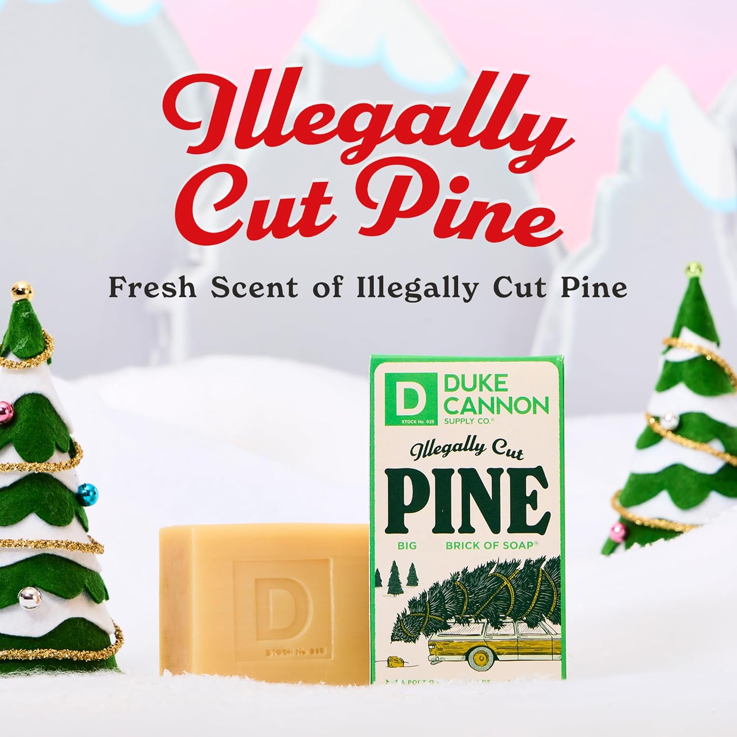 Duke Cannon Supply Co. Big Brick of Soap Bar for Men Holiday Edition - Illegally Cut Pine (Fresh Cut Pine Scent), 10 oz. (1 Pack)