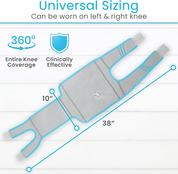 Vive Compression Knee Ice Wrap - Reusable Brace with Air Pump - Hot/Cold Therapy for Men, Women, Pain Relief, Swelling and Recovery Support - Adjustable and Inflatable Pack for Sports Injury Sprains