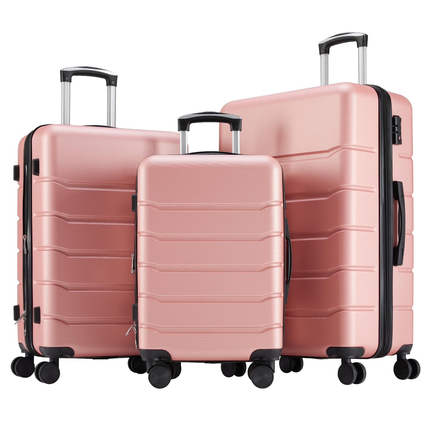 OLIXIS 3-Piece Luggage Set, 20/24/28 Inch Hardside Suitcases with Spinner Wheels, Lightweight ABS Hard Shell Travel Luggage, TSA Approved Lock, Expandable Carry-On & Checked Luggage–Blue