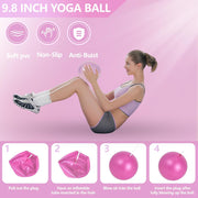 Pilates Ring Circle Set 10 pcs Pilates Equipment Accessories for Home Workouts 9.8” Pilates Ball 12” Magic Circle Yoga Ring and Resistance Bands for Women Pilates Ring and Ball Set Gift (Pink)