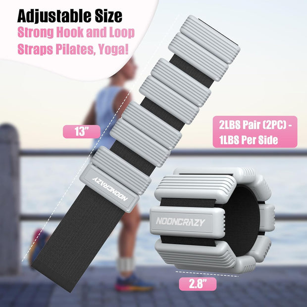 Pilates Wrist Ankle Weights for Women, Wearable Strong Arm & Leg Weights Set of 2(1 lb/2.2 lbs Each), Adjustable Ankle Weights for Walking, Yoga, Dance, Barre, Gym