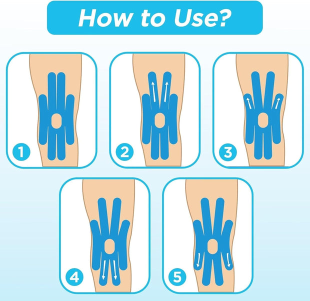 OK TAPE One-Structure K-Tape Patches | Precut for Knee Kinesiology Tape | Pain Relief and Accessories | 10 Pcs and Beige