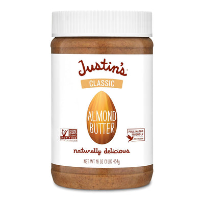 Justin's Classic Almond Butter, Only Two Ingredients, No Stir, Gluten-free, Non-GMO, Keto-friendly, Responsibly Sourced, 16 Ounce Jar, Pack of 1