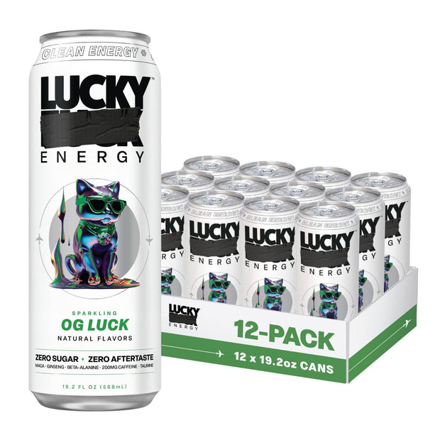 Lucky Energy Sugar Free Energy Drinks 16 Fl Oz Cans (12-Pack) Healthy Energy Drink. Bodacious Berry with Maca, Ginseng, Taurine, Beta-Alanine, 200mg Caffeine