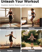 KINTHEA 2 in 1 Smart Jump Rope with Counter and LED Display, Cordless Jumping Rope with Counter for Women, Men, All Age, Adjustable Skipping Rope for Cardio Fitness in Limited Home Space & Outdoor