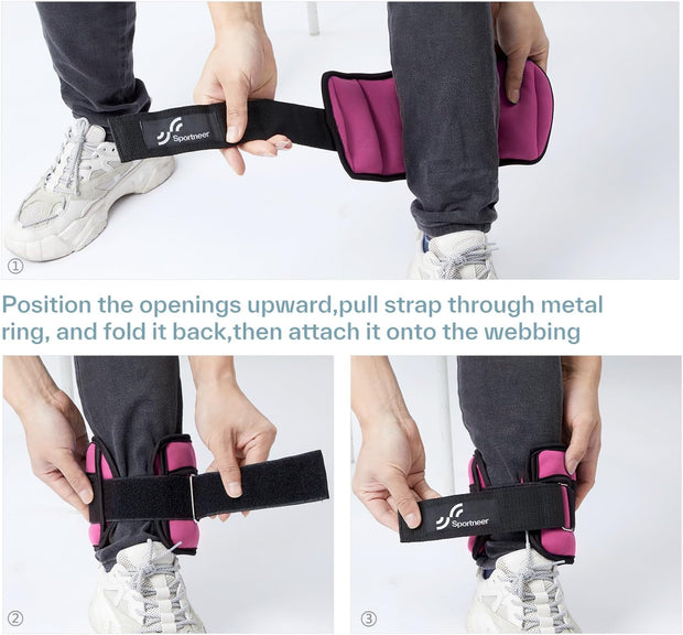 Sportneer Adjustable Ankle Weights for Women and Men 7 lbs/Pair Adjustable Leg Weights with Secure Straps, Strength Training Weighted for Yoga, Walking, Running, Aerobics, Gym, Physical Therapy