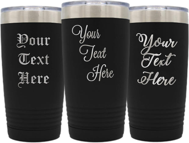 My Personal Memories Customized Personalized Stainless Steel Travel Tumbler with Lid - Engraved Double-Wall Vacuum Insulated for Him, Her Your Custom Text (20 oz, Black)