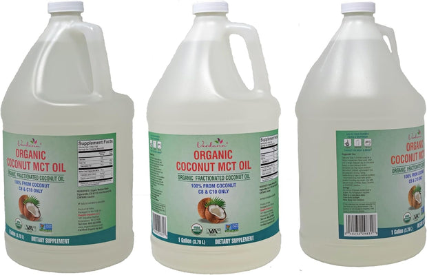 Verdana USDA Certified Organic Coconut MCT Oil –Fractionated Coconut Oil – No Palm Kernel Used – Kosher, Food Grade, Non-GMO – Great for Keto and Paleo Diets – 1Gallon