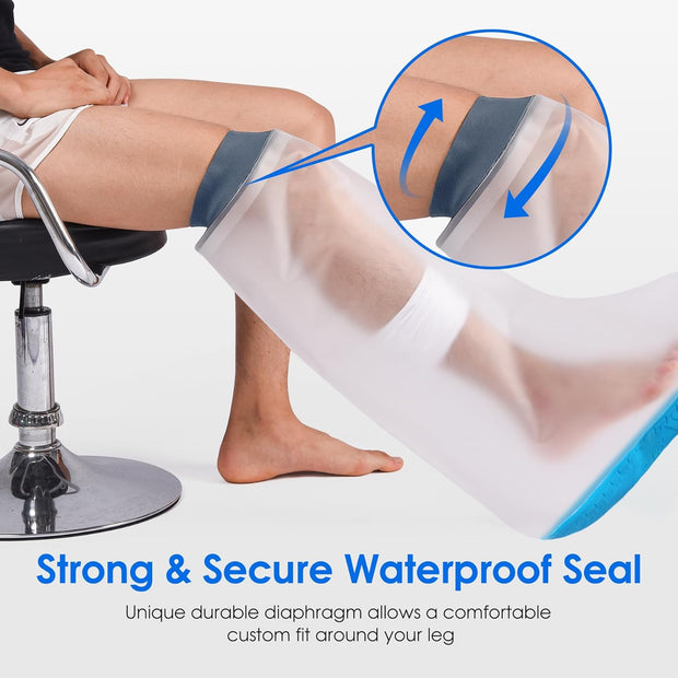 Waterproof Cast Cover for Shower Ankle Wound Protector Bath Adult Watertight Cast Bag Showering for Surgery Foot, Ankle, Burns Reusable (A-Foot)