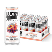 Lucky Energy Sugar Free Energy Drinks 16 Fl Oz Cans (12-Pack) Orange Drizzle with Maca, Ginseng, Taurine, Beta-Alanine, 200mg Caffeine