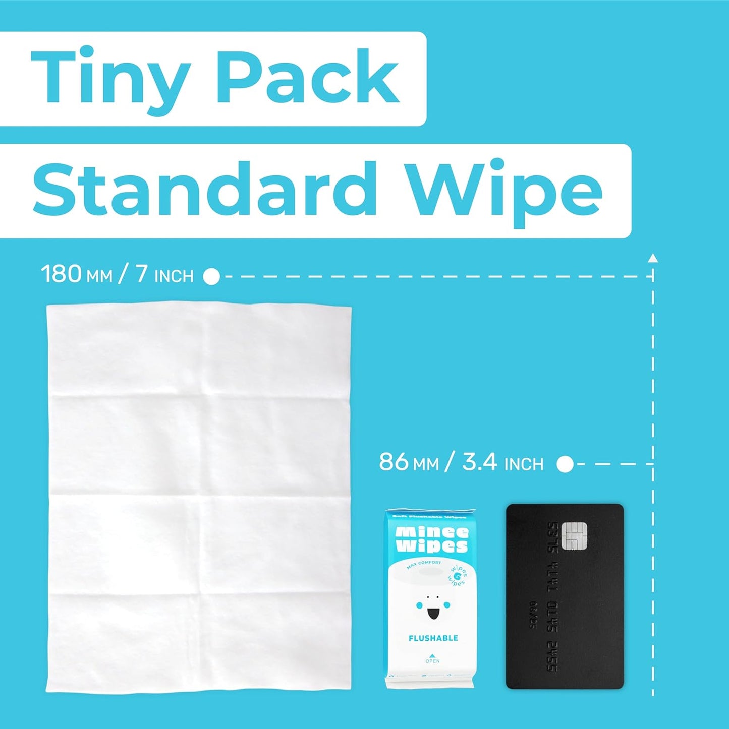 Impossibly Compact Travel Flushable Wipes - 99.5% Water and Aloe - Safe for Sensitive Skin, Hypoallergenic & Unscented - Travel Essentials for Adults, Kids & Baby Care - 8 Pack Total 48 Wipes