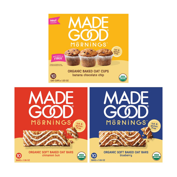 MadeGood Mornings Soft-Baked Oat Bars Variety Pack (30 count)