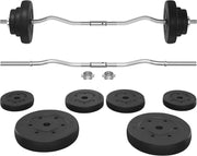 Yaheetech Barbell Set - Olympic Curl Bar & Weights (66LB, 55LB, 44LB) with Chrome Finish & Black Color