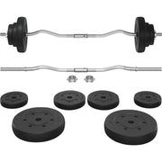 Yaheetech Barbell Set - Olympic Curl Bar & Weights (66LB, 55LB, 44LB) with Chrome Finish & Black Color
