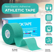 OK TAPE 4 Rolls Athletic Tape, Sports Tape for Injuries, Rigid, Easy Tear Medical Tape, Wrist Tape, No Sticky Residue | Secure Ankle, Finger, Knee- 1.5inch x 15yards (Purple)