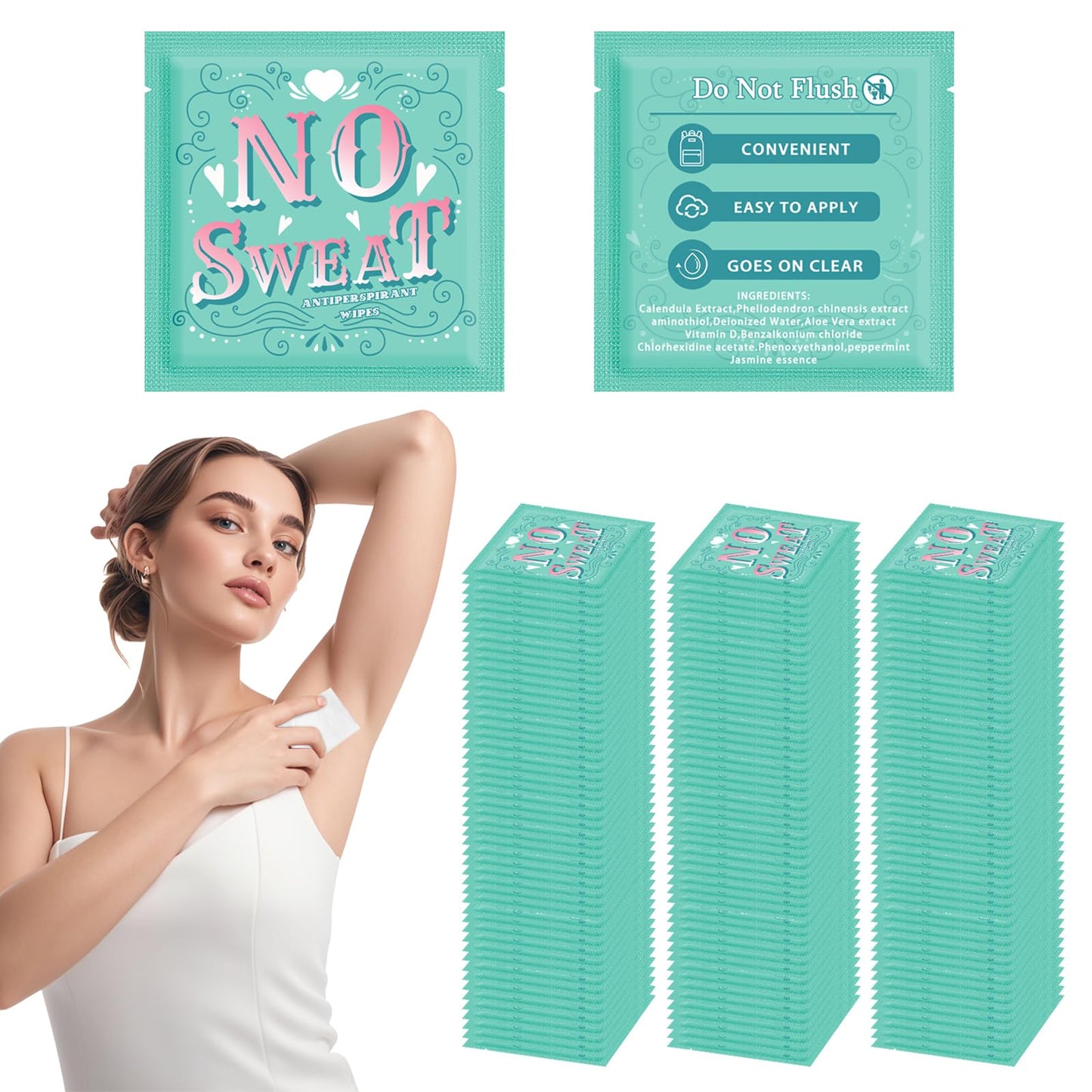 Body Wipes 50 pieces of Antiperspirant deodorant Wipes And Travel Deodorant Individually Wrap Hypoallergenic Mini Deodorant Underarm Sweating And Travel To Clean Skin For Female Male Teenagers