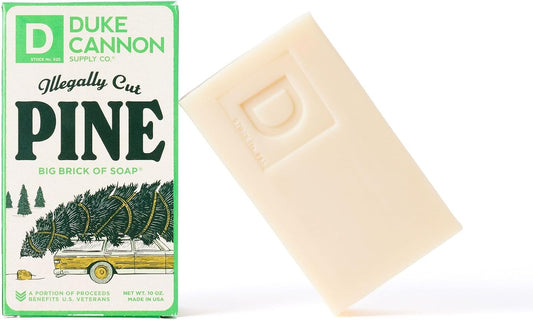 Duke Cannon Supply Co. Big Brick of Soap Bar for Men Holiday Edition - Illegally Cut Pine (Fresh Cut Pine Scent), 10 oz. (1 Pack)