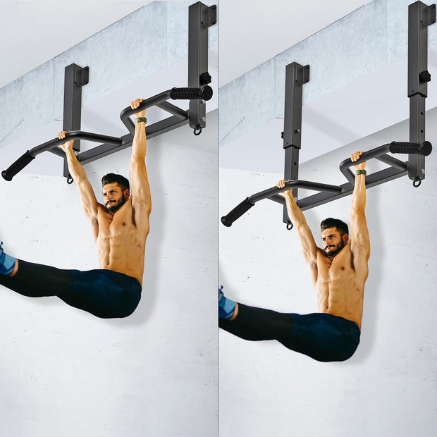 SELEWARE Heavy Duty Welded Pull Up Bar, Versatile Doorway Wall Mount, Joist Mounted, and Ceiling Mounted Chin Up Bars, Thick Metal Sturdy Construction for Full Body Workouts Support 500 lbs