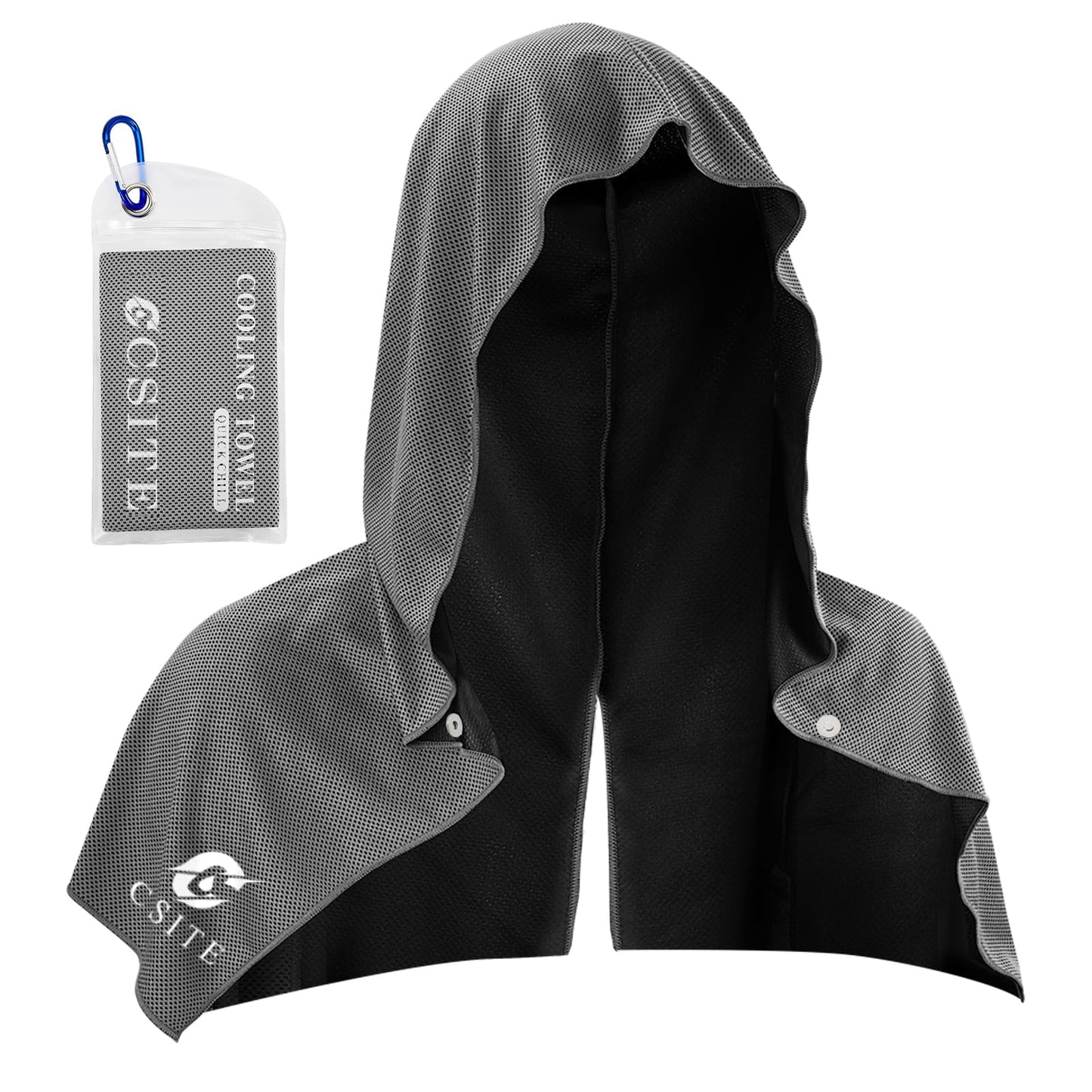 2 Pack Cooling Hoodie Towels, Instant Cooling Towels for Neck and Face, UPF 50 Sun Protection, Ice Towel for Hot Weather, Head Towel for Sports, Camping, Cycling & More Activities