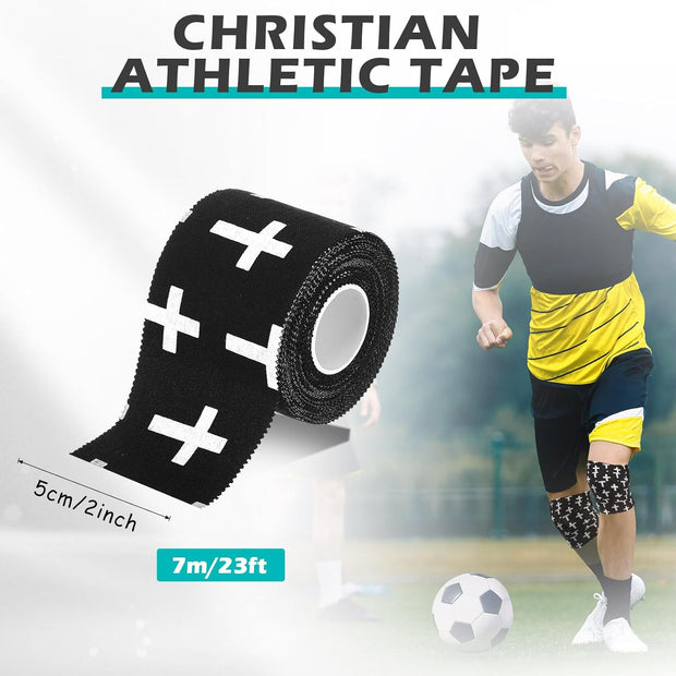 TrelaCo 1 Pcs Wrist Tape Baseball Cross Athletic 2in x 23ft Cotton Cross Wrist Tape Serrated Edges for Fingers Ankles Injury Wrap, Football Baseball Hockey Soccer (White)