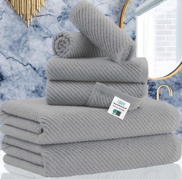 Towels for Bathroom - 100% Cotton | Lightweight | Thick | Soft, Quick Dry Towels, Bath Towel Set of 6 Large, 2 Bath 30"x56", 2 Hand 18"x28", 2 Washcloths 13"x13", Luxury Shower Towel Set, Aqua Teal