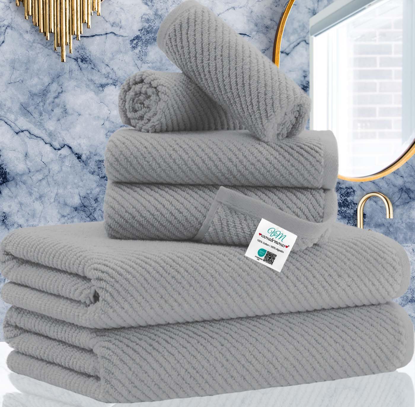 VOOVA & MOVAS Burgundy Towel Set - 100% Cotton | Lightweight | Soft | Quick Dry, 6 Piece Towel Set,2 Large Bath 30"x56", 2 Hand 18"x28", 2 Washcloths 13"x13", Towels Gift Set, Red Towels