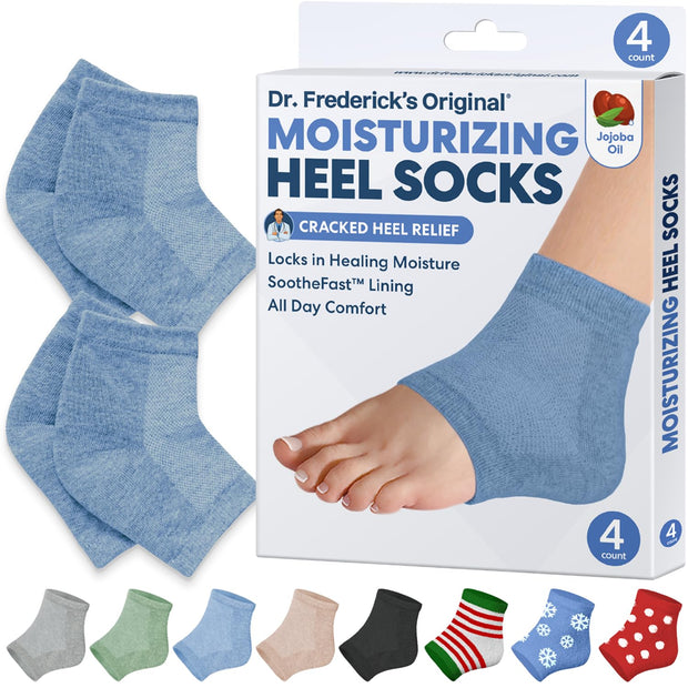 Dr. Frederick's Original Moisturizing Heel Socks for Cracked Heel Treatment - 2 Pairs - Stop Cracked Heels in Their Tracks