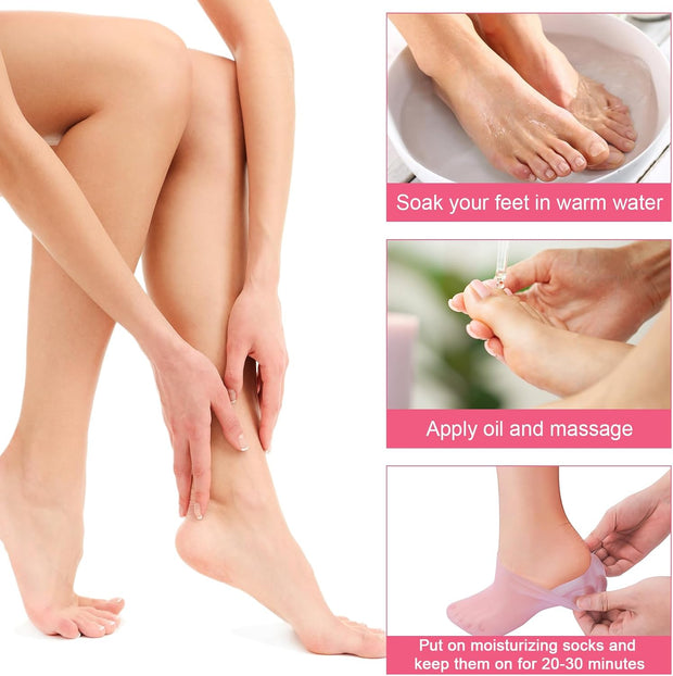 XANGNIER 6 Pairs Silicone Socks for Dry Cracked Feet Women,Moisturizing Foot Mask Exfoliating Silicone Socks,Foot Spa Gel Socks for Cracked Heels,Softening Rough Skin and After Pedicure Care