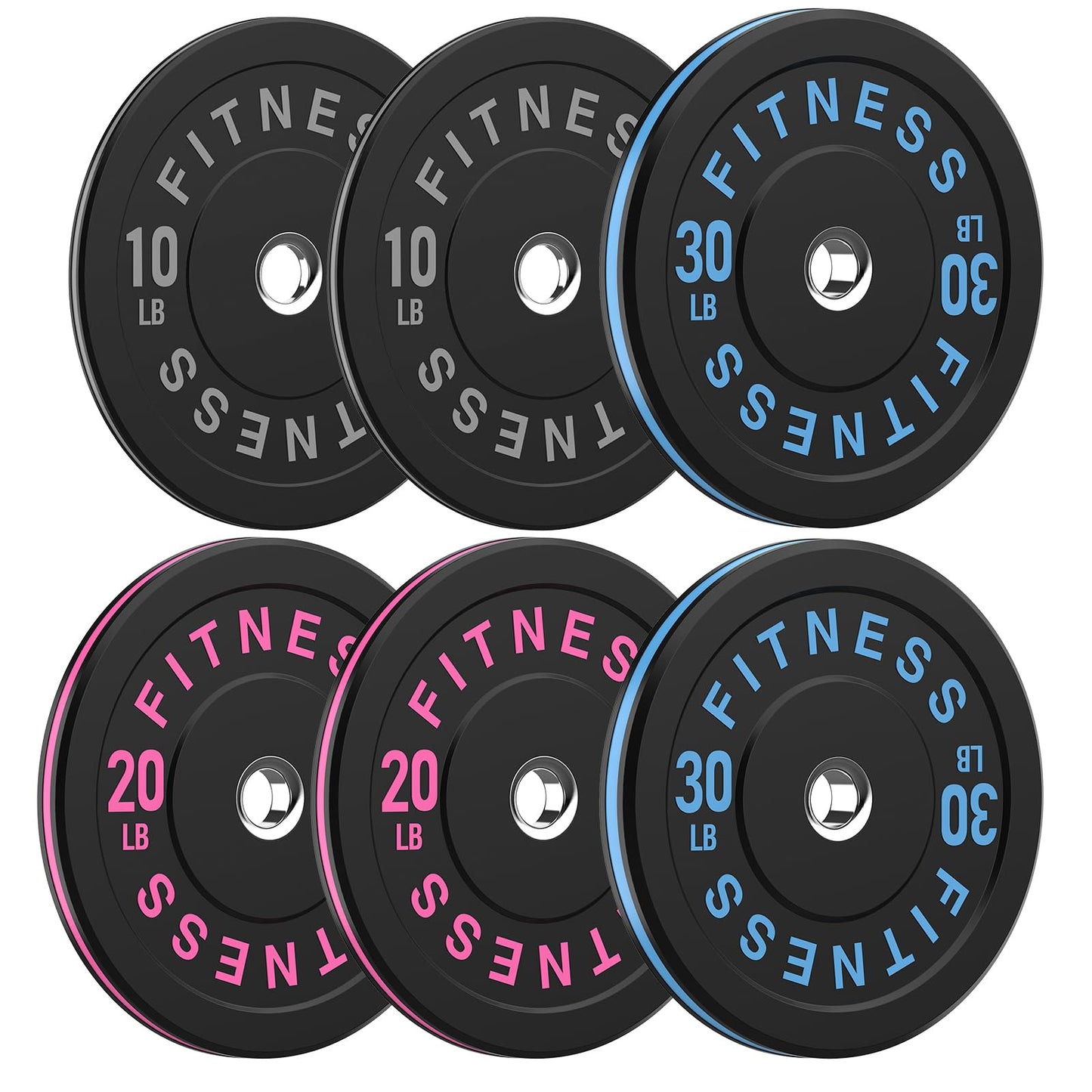 2 Inch Bumper Plates，10-500lbs，Barbell Rubber Olympic Weight Plates Set for Home Gym, Strength Training & Weight Lifting, Multiple Options Colors
