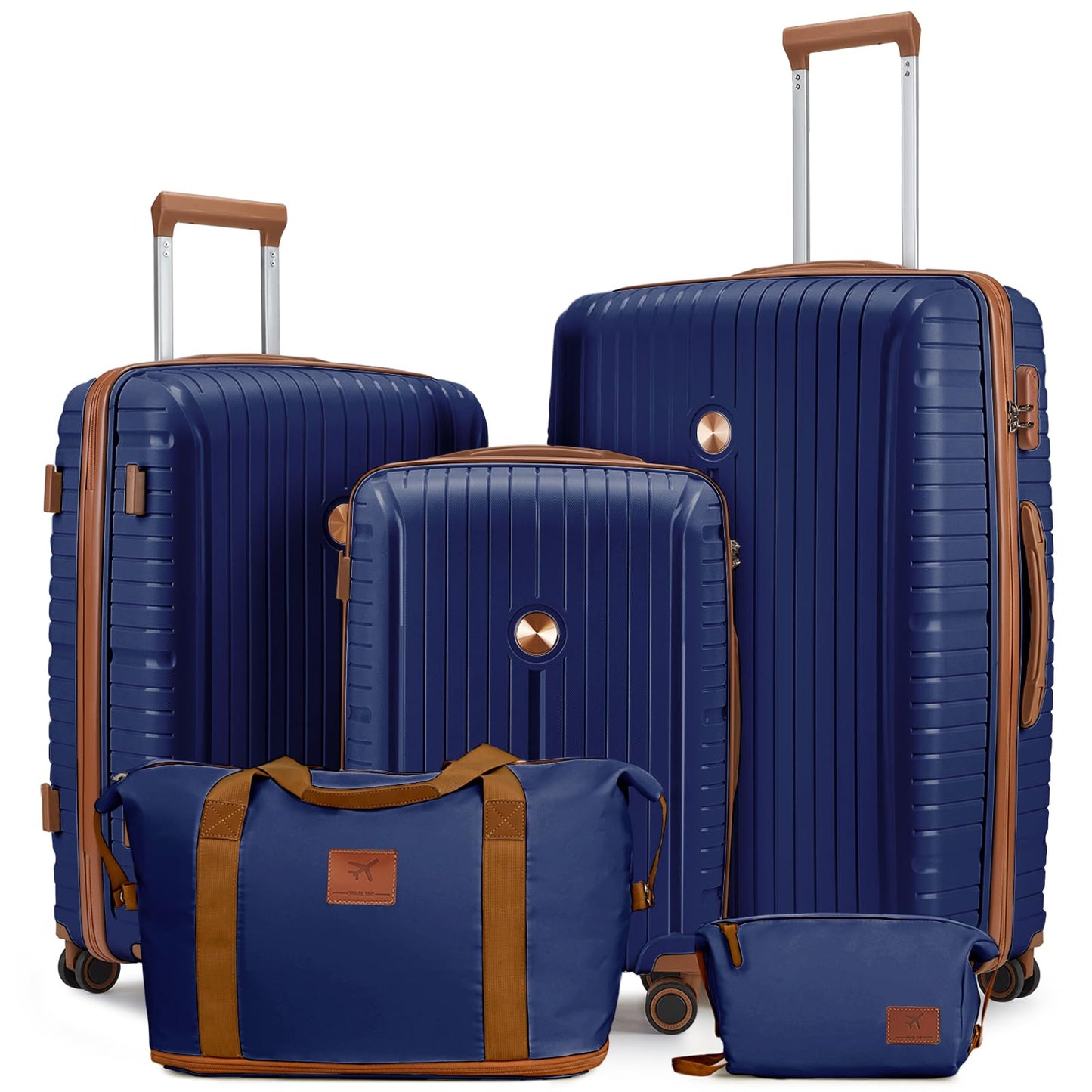 Joyway Luggage Sets 6 Piece PP Hardside Carry on Suitcase with Spinner Wheels and TSA Lock for Travel, Purple
