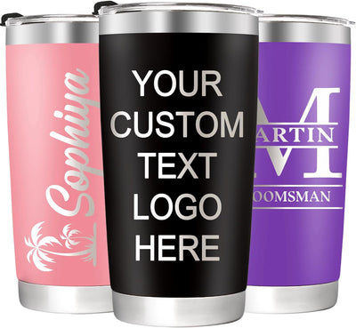 Personalized Tumbler with Engraved Name - Custom Coffee Tumblers with Lids and Straws, Made in USA 20 Oz Stainless Steel Travel Tumbler Personalized Gift for Birthday Christmas for Men Women Kids