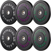 Papababe Weight Plates, 2-Inch Weights Plates Set, Floor Protective Rubber Weight Plates, 10-600lbs Bumper Plates for Barbell Strength Training & Weightlifting (Single/Pair/Full Set)