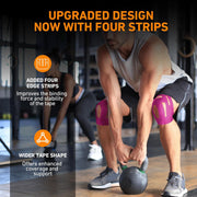 PreCut Kinesiology Tape for Knees, 12PCS Upgraded Waterproof KTQUICK Knee Tape for Knee Pain Relief Pre Cut, Original Cotton Athletic Knee Tape, Waterproof&Hypoallergenic Latex-Free for Sports (Black)