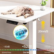 Veken 55 Inch Large Electric Standing Desk, 4 Memory Heights Adjustable,Sit to Stand Up, Work Home Office Computer Table for Study, Walking Pad, Writing, and Games, Wooden Desktop Desks, White